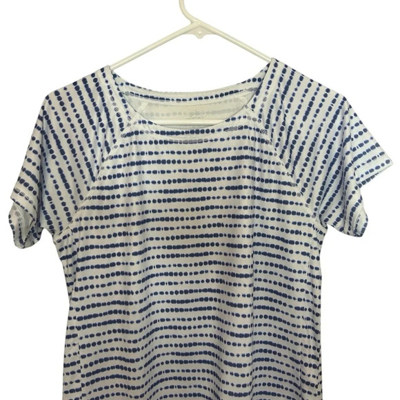 Talbots UPF 50 Sun Shirt Blue White Stripe Tie Dye Size Small - Picture 3 of 9